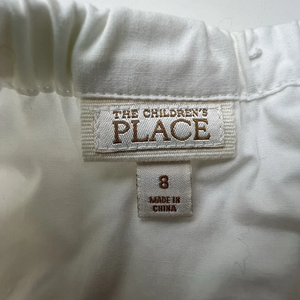 The Children's Place Girls White Beige Cotton Tiered Ruffle RicRac Trim Skirt  8